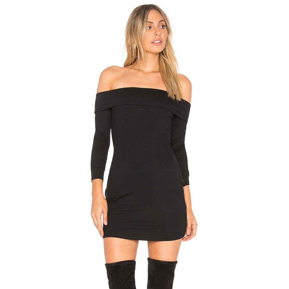 NWOT Off the Shoulder Black Mini Dress